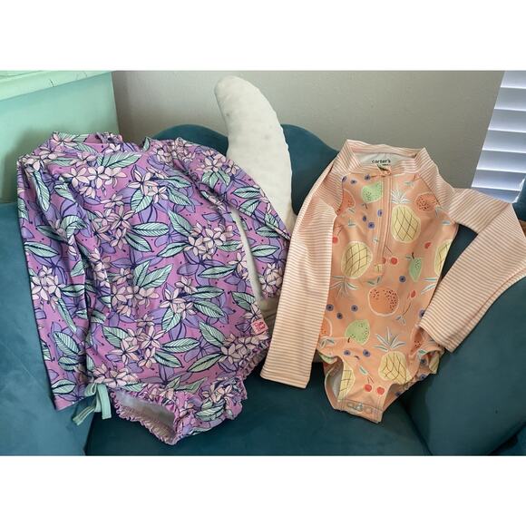 Carter’s & Ruffle Butts One Piece Swimsuits Lof Of 2 Toddler Girls 2T - Picture 1 of 6